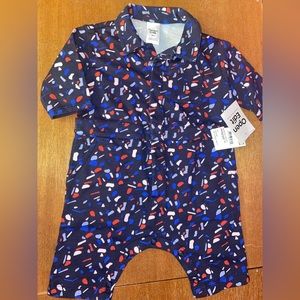 Nordstrom open edit confetti graphic polo collar onesie jumpsuit shortie outfit